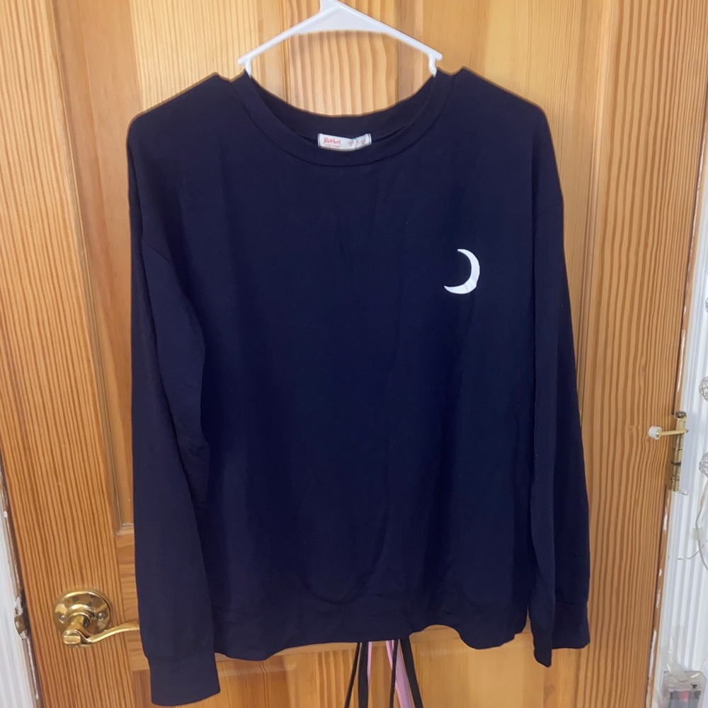Navy Blue Long Sleeve Shirt with Moon
